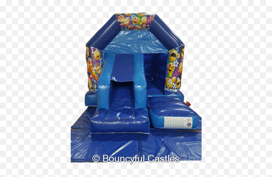 Emoji Bouncy Castle Hire Blue Front Slide - Inflatable Castle,Blue Emoji
