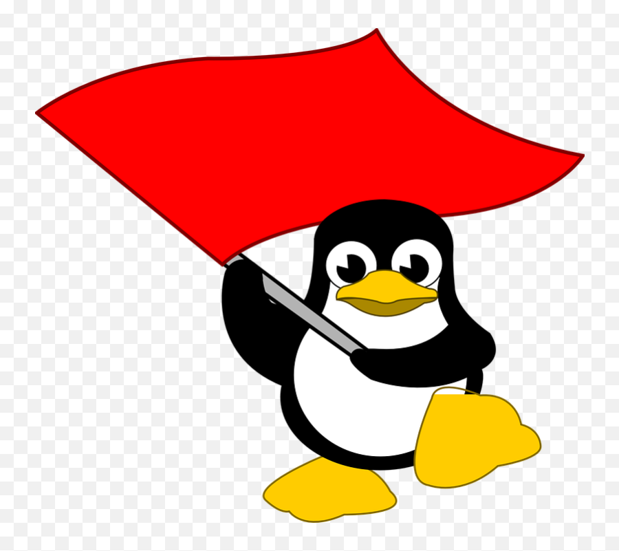 Free Linux Penguin Images - Holding Red Flag Animated Emoji,Raspberry Emoticon
