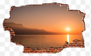 Sunset Clipart Sunrise Over Transparent - Break In Wall Png Emoji