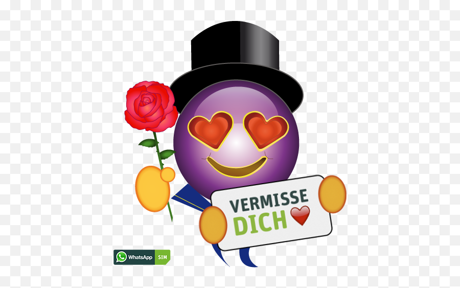 Emoji Mit Rose Und Lilafarbenem Gesicht - Whatsapp,Emoticon Rose