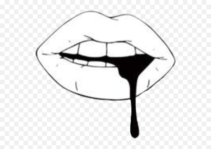 White Black Blackandwhite Lip Lips Drip - Easy Dripping Lips Drawing Emoji,Black Lips Emoji