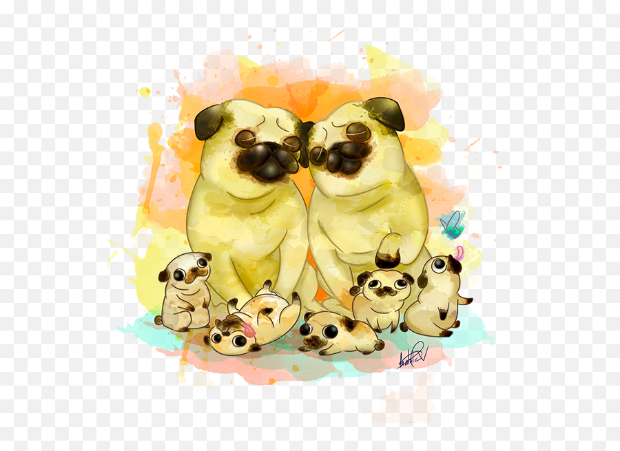 Pug Family - Pug Emoji,Pug Emoji
