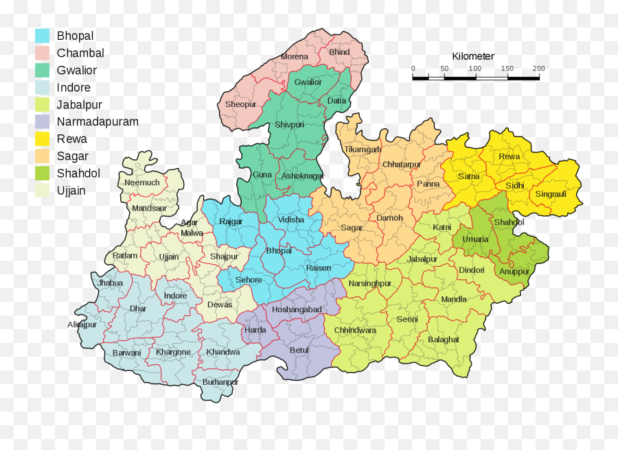 Distrikte Von Madhya Pradesh 2015 - Divisional Map Of Mp Emoji,Emoji Names