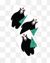 Temporary tattoos Hello bear Set of 3 grizzly stick on - Cartoon Emoji