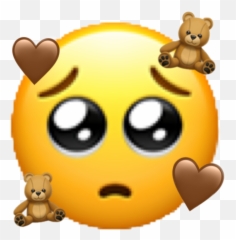bear cute brown heart Sticker by m - Cute Shy Emoji