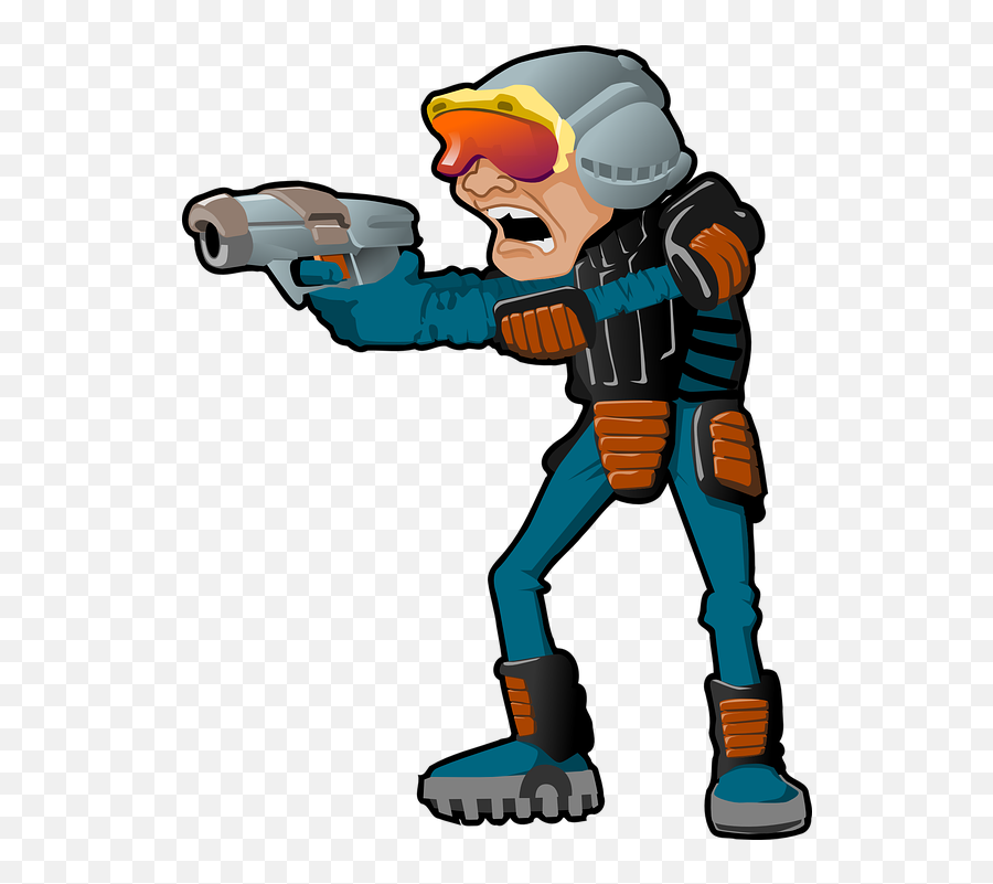 Gun Helmet - Cartoon Man With Gun Png Emoji,Android Gun Emoji