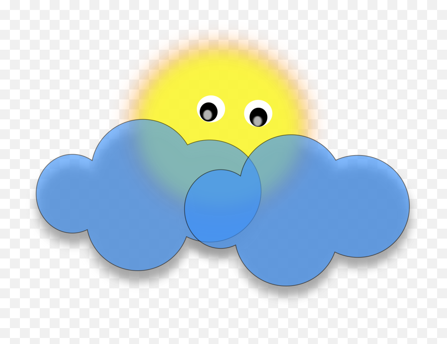 Sun Behind The Cloud Vector Clipart - Sun Behind Clouds Clipart Emoji,Sun Light Bulb Hand Emoji