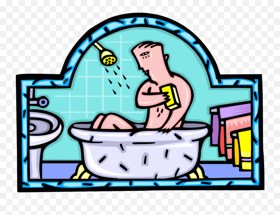 Vector Illustration Of Taking Bath And - Bread Emoji,Bath Emoji