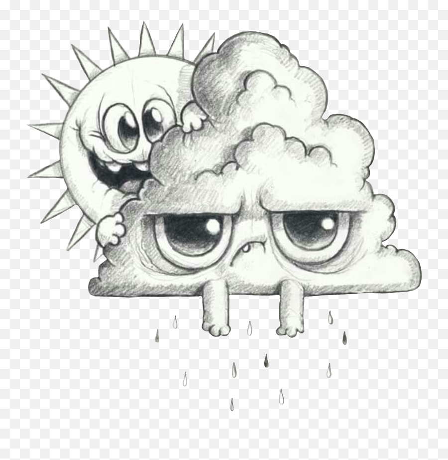 Cute Cloud Storm Emoji Sticker - Random Cute Drawing Ideas,Storm Emoji