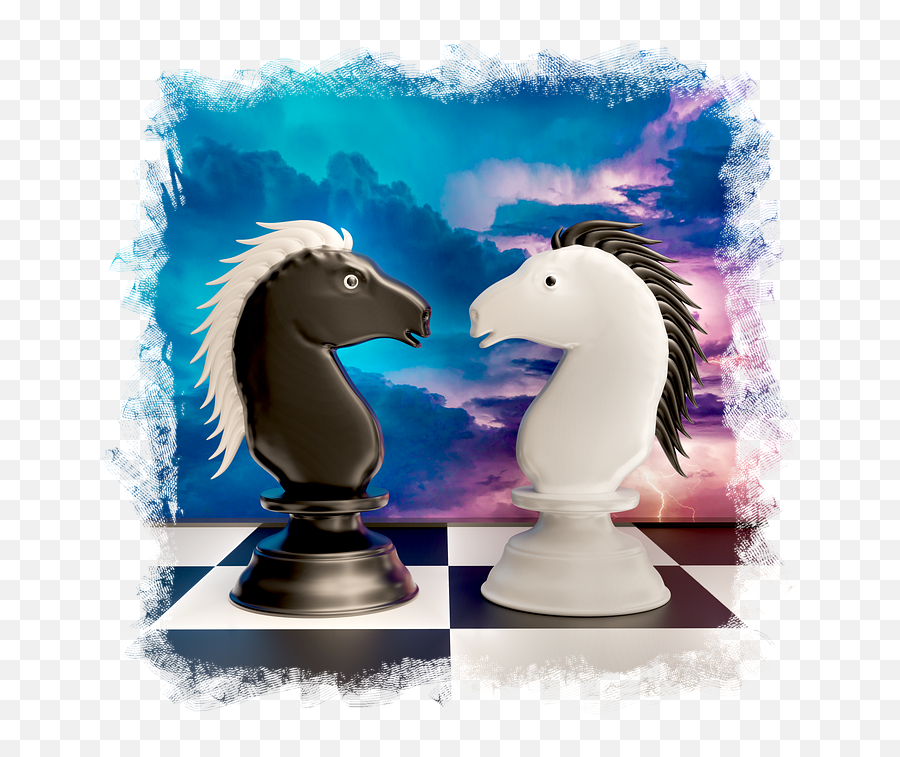 Chess Horses Springer - Kuda Hitam Dan Kuda Putih Catur Emoji,Chess King Emoji