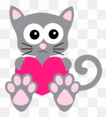 Cute Cat With Heart Clipart - Cute Heart Clipart Free Emoji,Cat With Heart Emoji