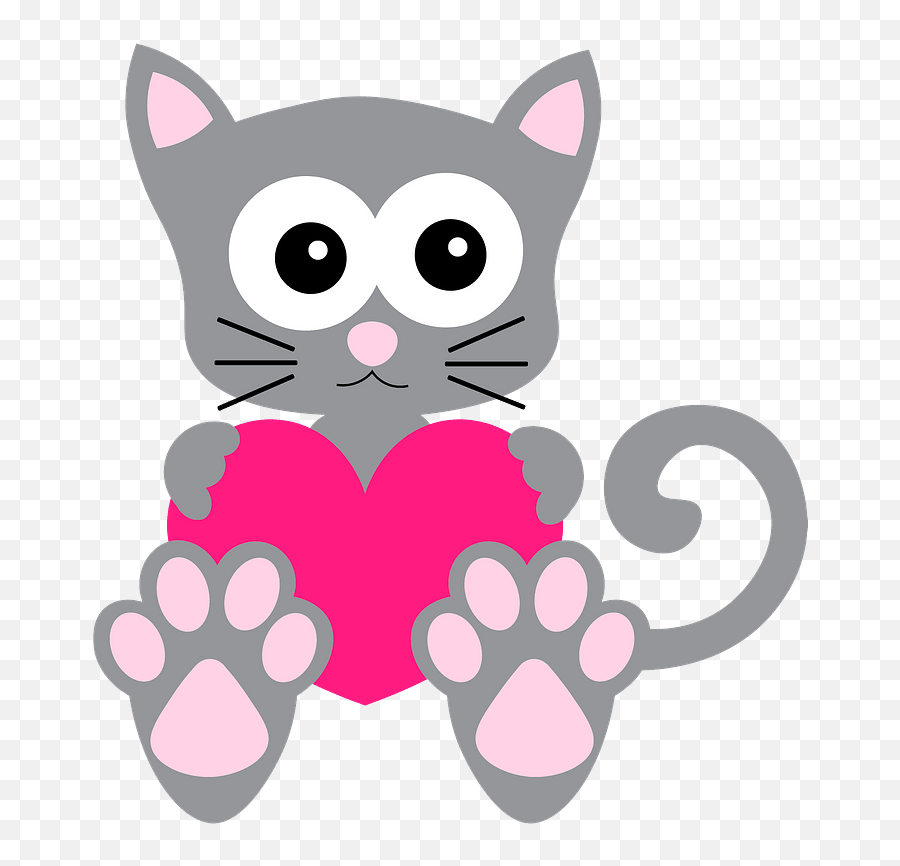 Cute Cat With Heart Clipart - Cute Heart Clipart Free Emoji,Cat With Heart Emoji