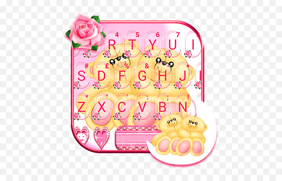 2020 Lovely Teddy Rose Keyboard Theme Android App - Garden Roses Emoji,Ovo Emoji Copy And Paste