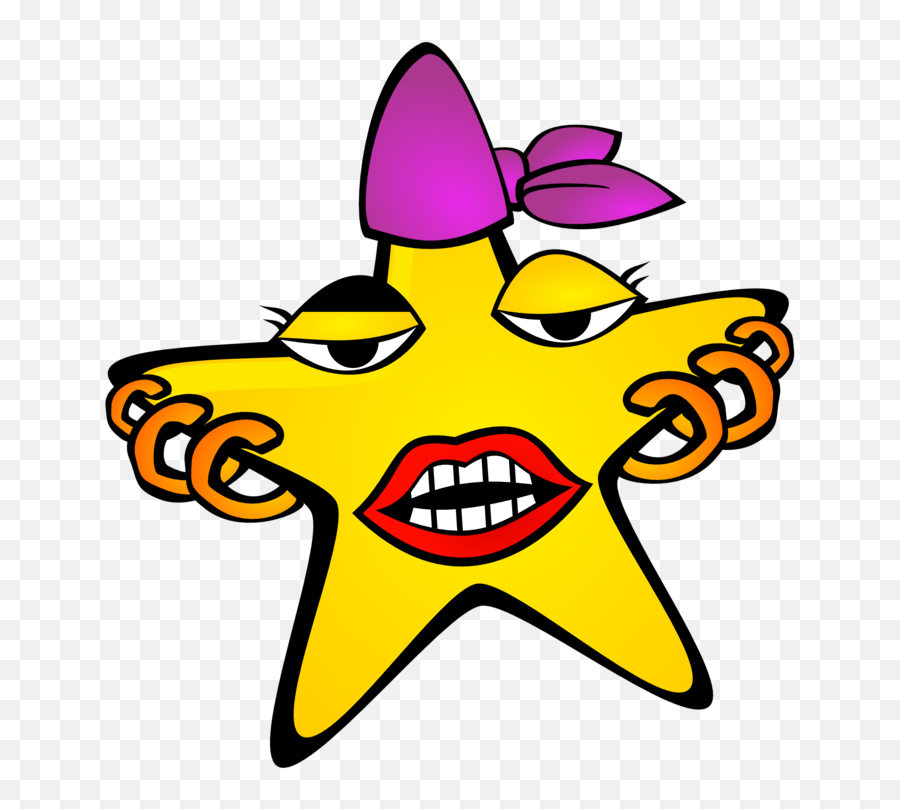 Clip Art Image - Girl Cartoon Star Emoji,Moon And Stars Emoji