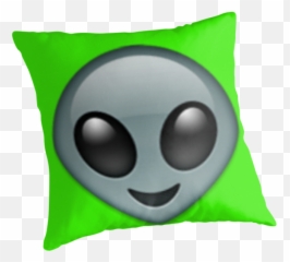 Throw Pillows By Nojams - Cushion Emoji,Green Alien Emoji