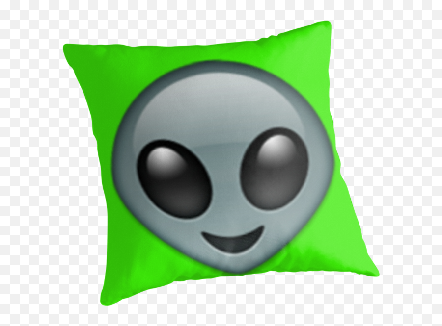 Throw Pillows By Nojams - Cushion Emoji,Green Alien Emoji