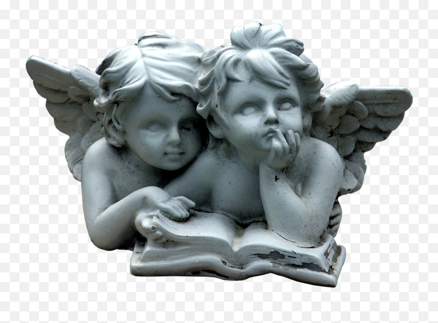Angel Wing Little - Two Angels Reading A Book Statue Emoji,Guardian Angel Emoji