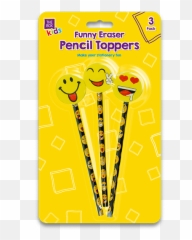 Emoticon Eraser Pencil Toppers - Paper Product Emoji
