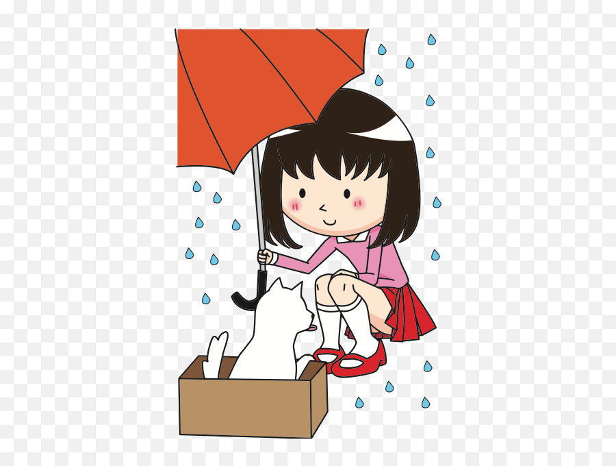 Public Domain Girl With Umbrella And Cat - Cartoon Emoji,Emoji Shirt And Pants