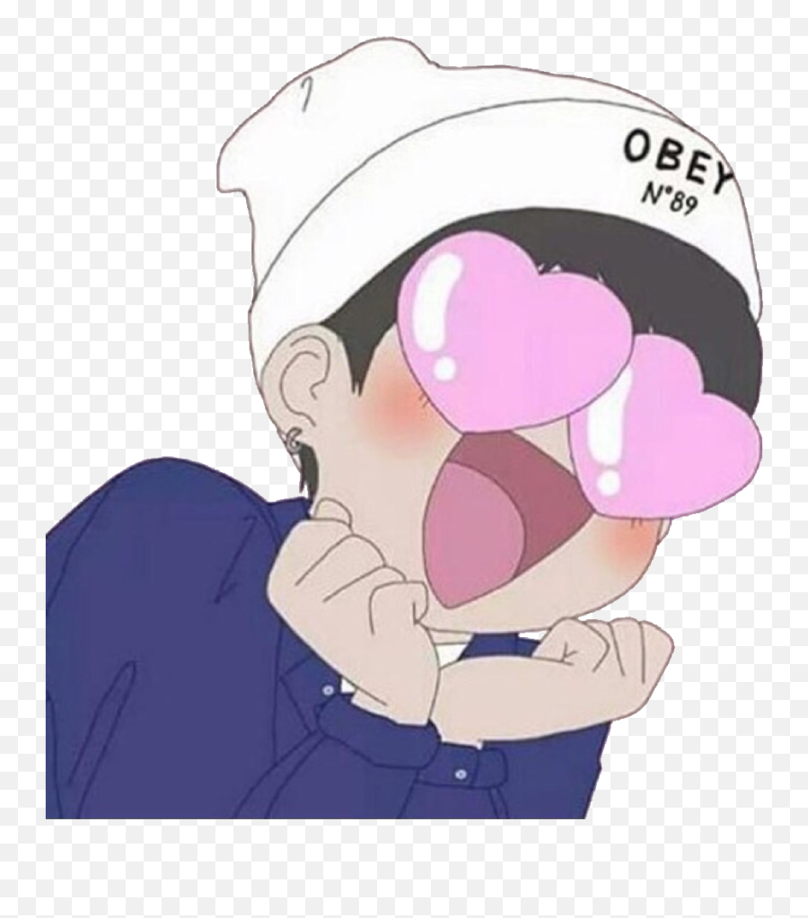 Download Obey Heart Hearts Hearteyes Anime Animeboy Kawaii - Anime Heart Eyes Transparent Emoji,Hearts Eyes Emoji