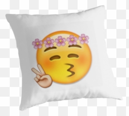 Download Flower Crown Peace Sign Emoji Throw Pillows Png - Cute Peace Sign Emoji,Emoji Peace Sign