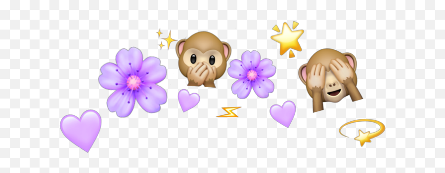 Purple Flowers Crown Monkey Emoji - Emoji Flower Crown Png,Monkey Emoji