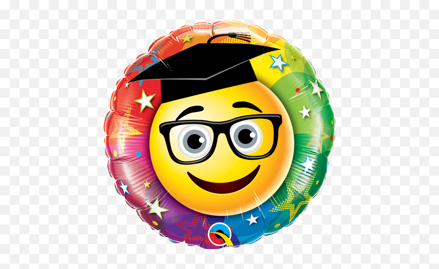 Emoji Graduation Foil - Qualatex 47407,Emoji Balloons
