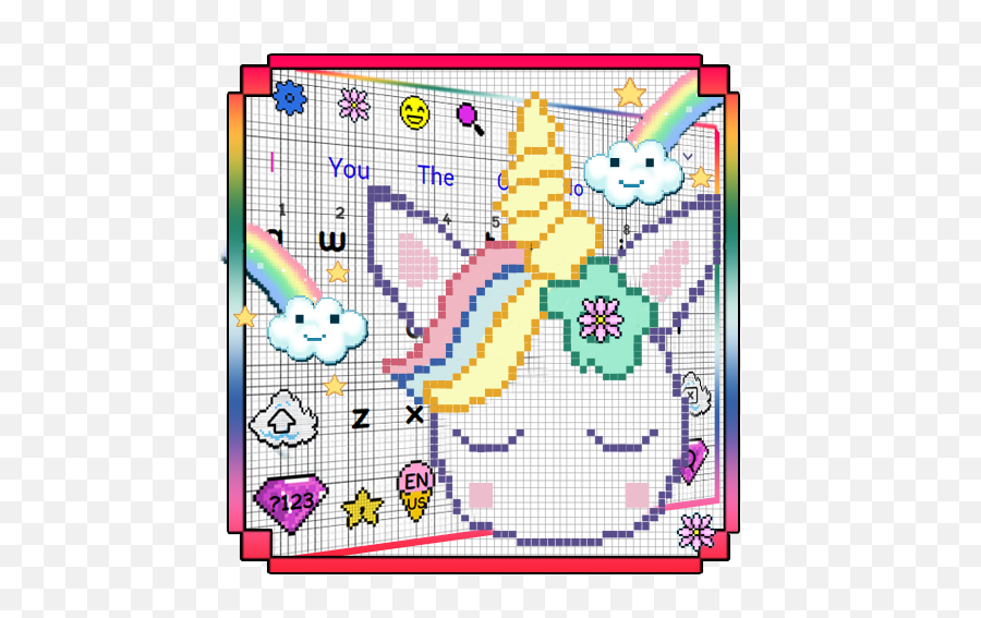 Colorful Pixel Unicorn Keyboard Theme U2013 Google Play - Cartoon Emoji,Samsung Grimace Emoji
