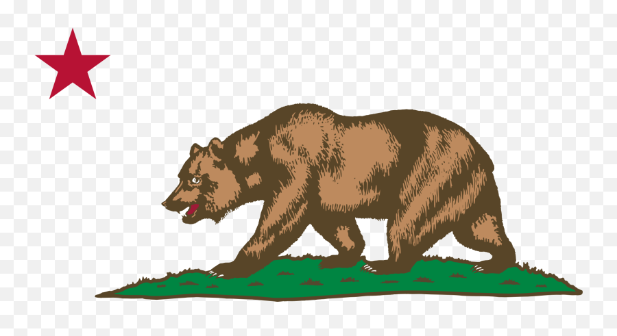 Vector California Bear Flag Picture - California Bear With Star Emoji,California State Flag Emoji