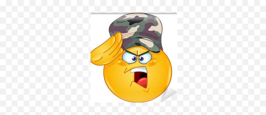 Soldier Saluting Emoticon Wall Mural Pixers - Yes Sir Smiley Emoji,Saluting Emoji