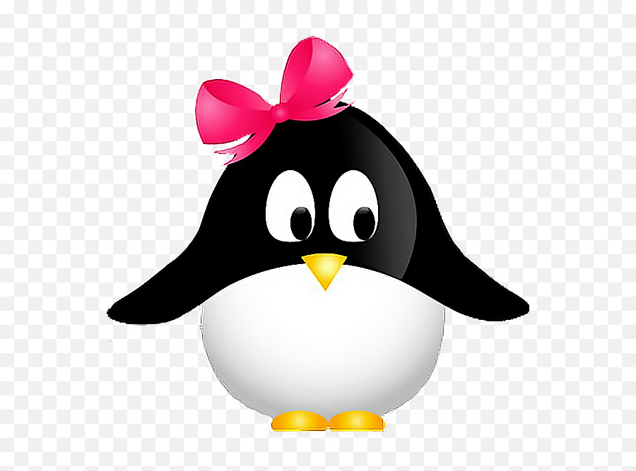 Penguin Girly Cute Bow Freetoedit - Cartoon Penguin With Bow Emoji,Penguins Emoji