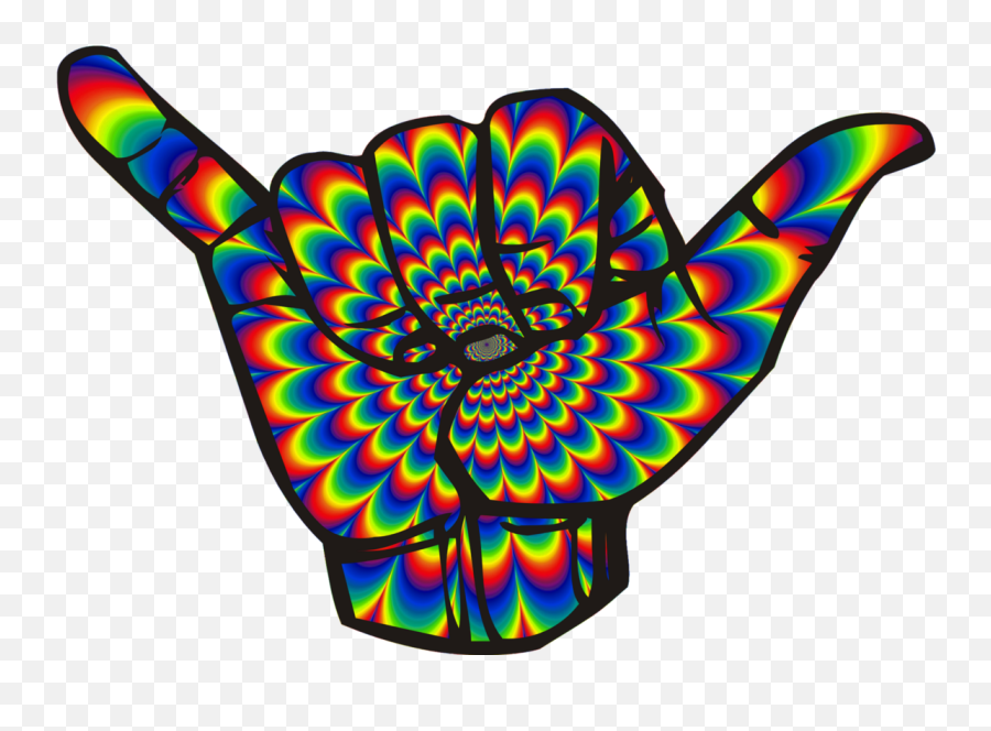 Psychedelic Shaka Hang Loose Hand Happy Sign - Hang Loose Png Emoji,Hang Loose Emoji