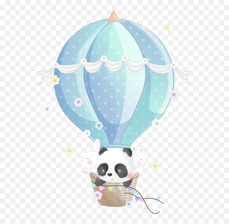 Hot Air Balloons Wall Stickers For Kids - Arte Panda Aquarela Png Emoji,Hot Air Balloon Emoji