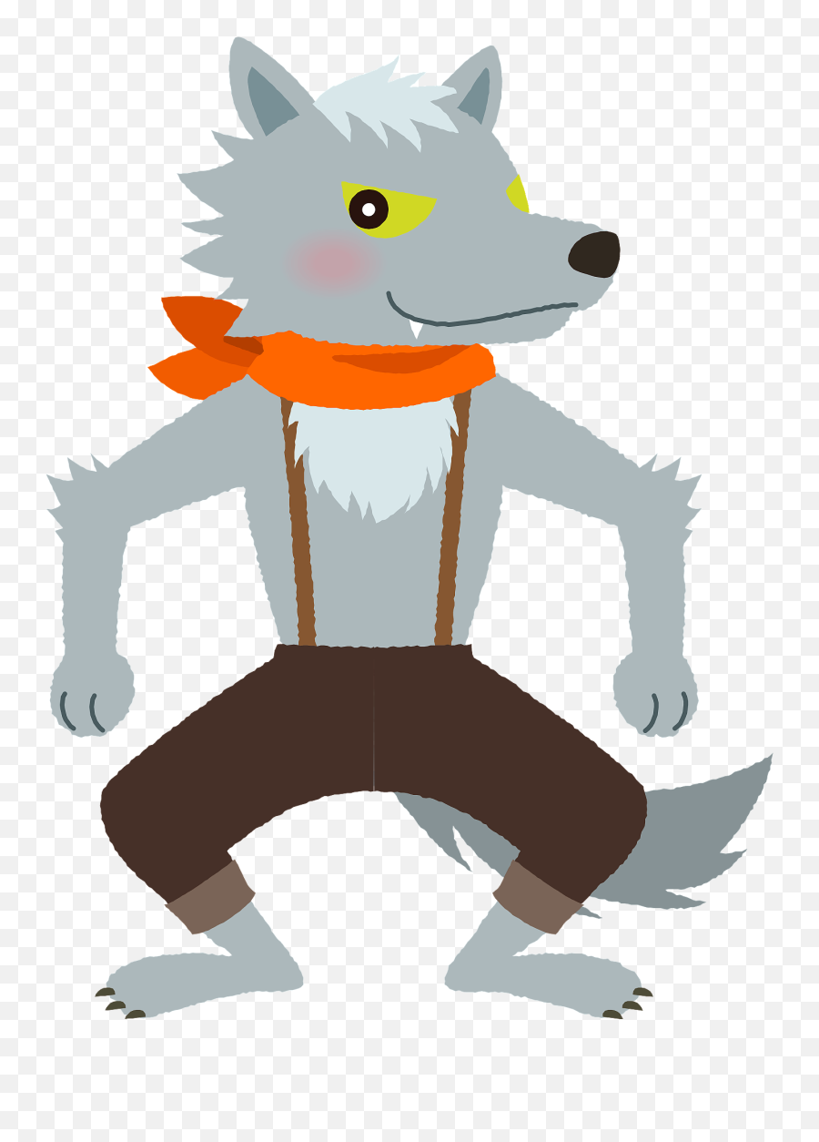 Wolf Is Wearing A Bandana Clipart Free Download Transparent - Wolf Wearing Clothes Clipart Emoji,Emoji Wolf