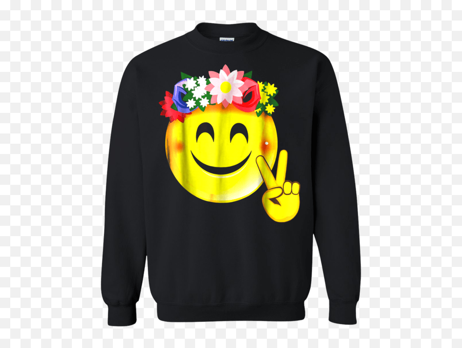 Hippie Flower Power Crown Smiley Peace Sign Emoji Sweatshirt - Ford Ugly Christmas Sweater,Crown Emoji