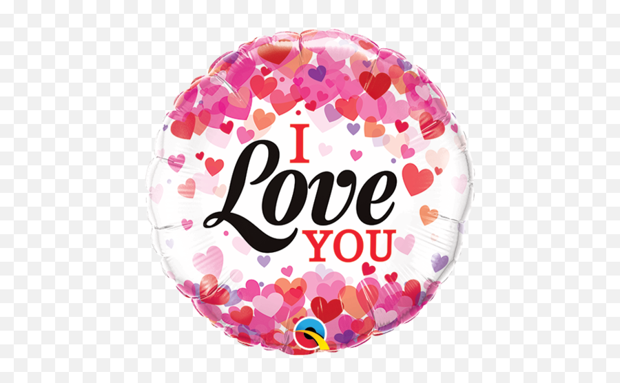 I Love You Confetti Hearts 9 Inch 23 Cm Foil Balloon Q58570 - Love You Bubble Balloon Emoji,Confetti Emoticon