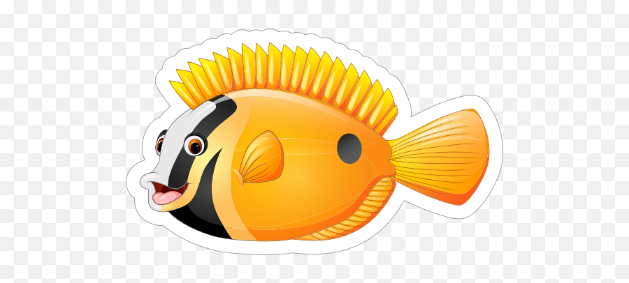 Black And Yellow Fish Sticker - Set Of Fishes Drawing Emoji,Seahorse Emoji