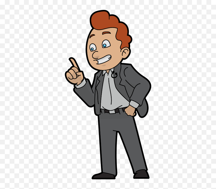 Happy Male Public Speaker Cartoon - Clip Art Emoji,Finger Point Emoticon