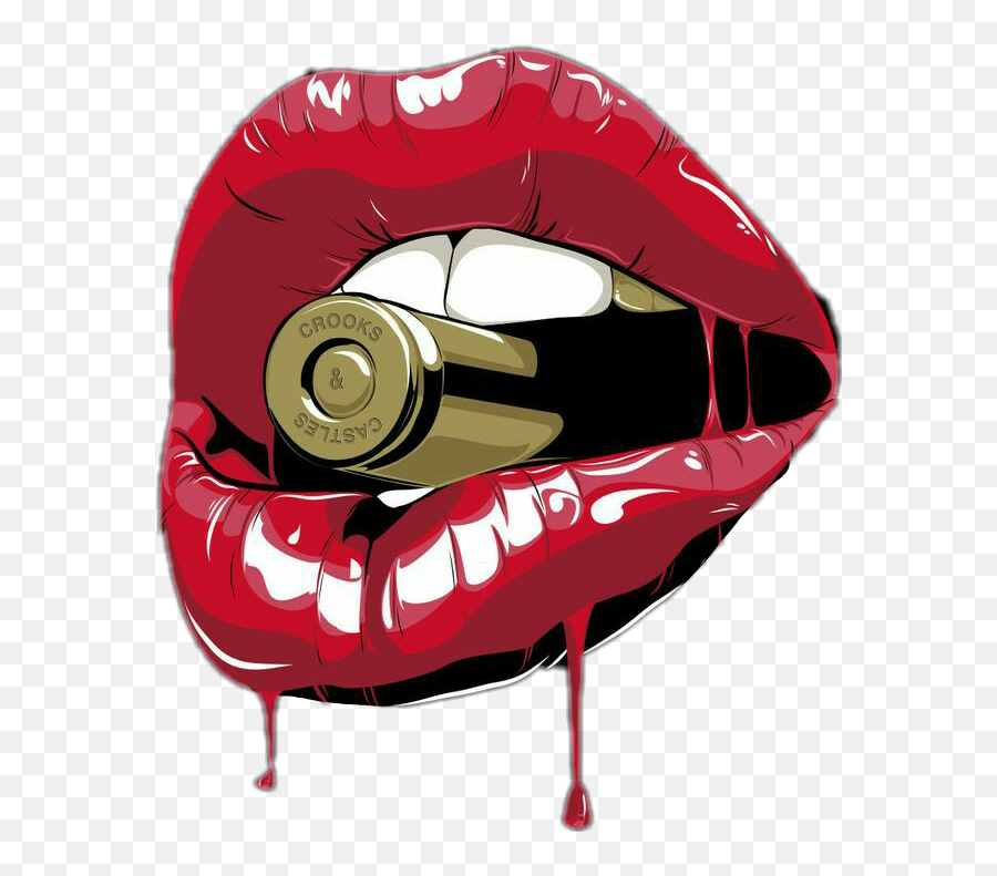 Mouth Gun Sexy Lipstickers - Lips With Bullet Png Emoji,Gun In Mouth Emoji