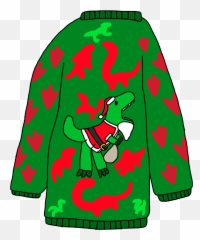 A Dinosaur Themed Ugly Christmas Sweater With A T - Rex Clip Art Emoji,Emoji Christmas Sweater