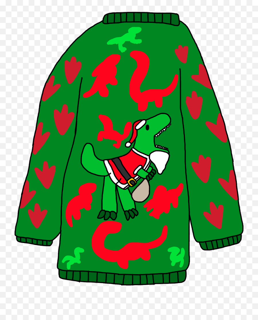 A Dinosaur Themed Ugly Christmas Sweater With A T - Rex Clip Art Emoji,Emoji Christmas Sweater