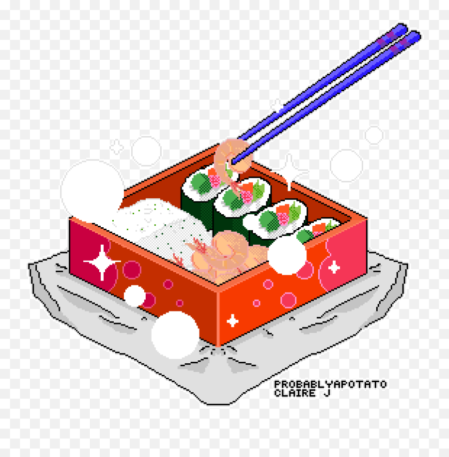 Bento Box Pixel Art Clipart - Sushi Bento Box Clip Art Emoji,Bento Emoji
