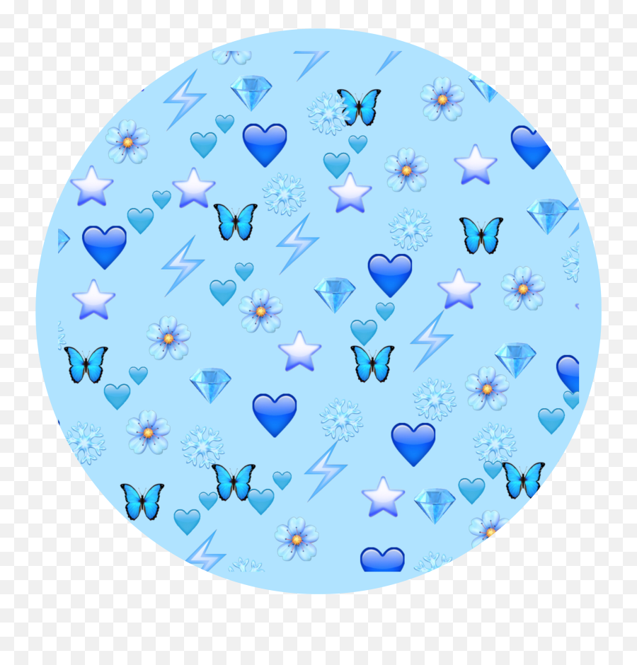 Blue Butterfly Lightning Sticker - Blue Heart Emoji Background,Blue Circle Emoji