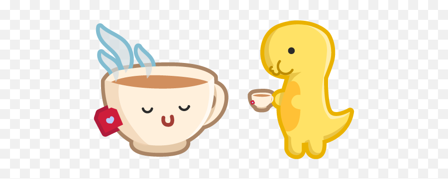 Top Downloaded Cursors - Cute Dino With Cup Of Tea Emoji,Frog Drinking Tea Emoji