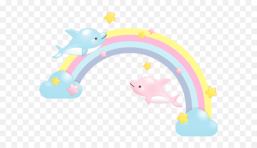 Cute Colorful Rainbow Sticker - Fish Emoji,Dolphin Emoji