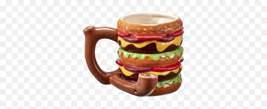 Double Cheeseburger Ceramic Pipe Mug - Double Cheeseburger Ceramic Pipe Mug 18oz Emoji,Emoji Cheeseburger Crisis