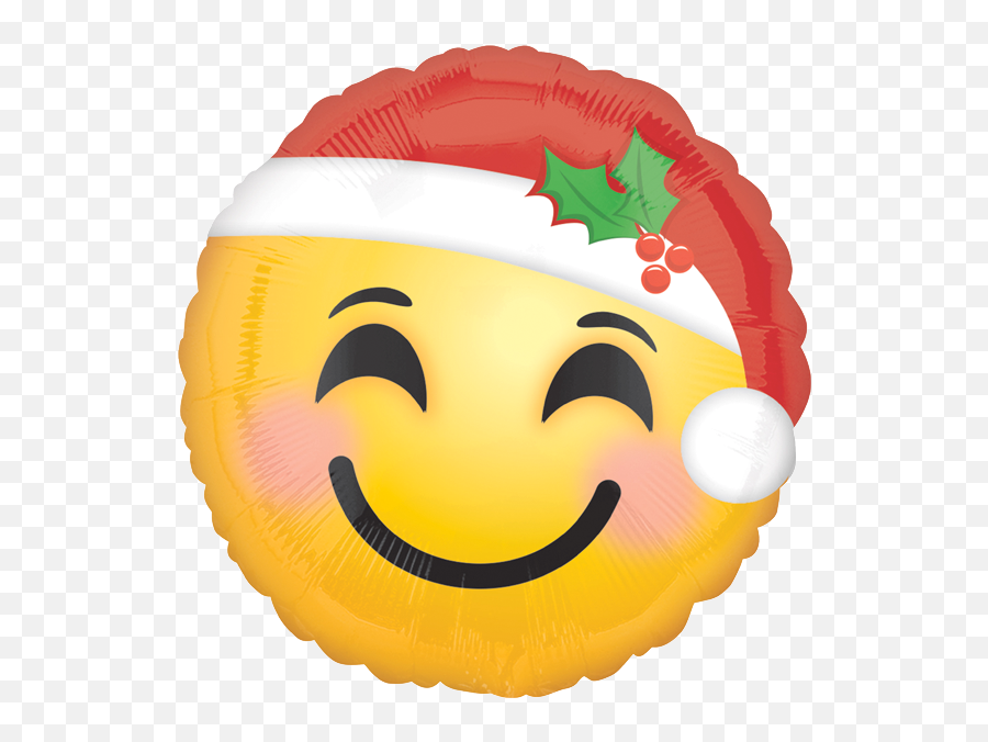1 Folienballon - Ø 45cm Weihnachtlicher Smiley Emoticon Santa Emoji,Confetti Emoticon