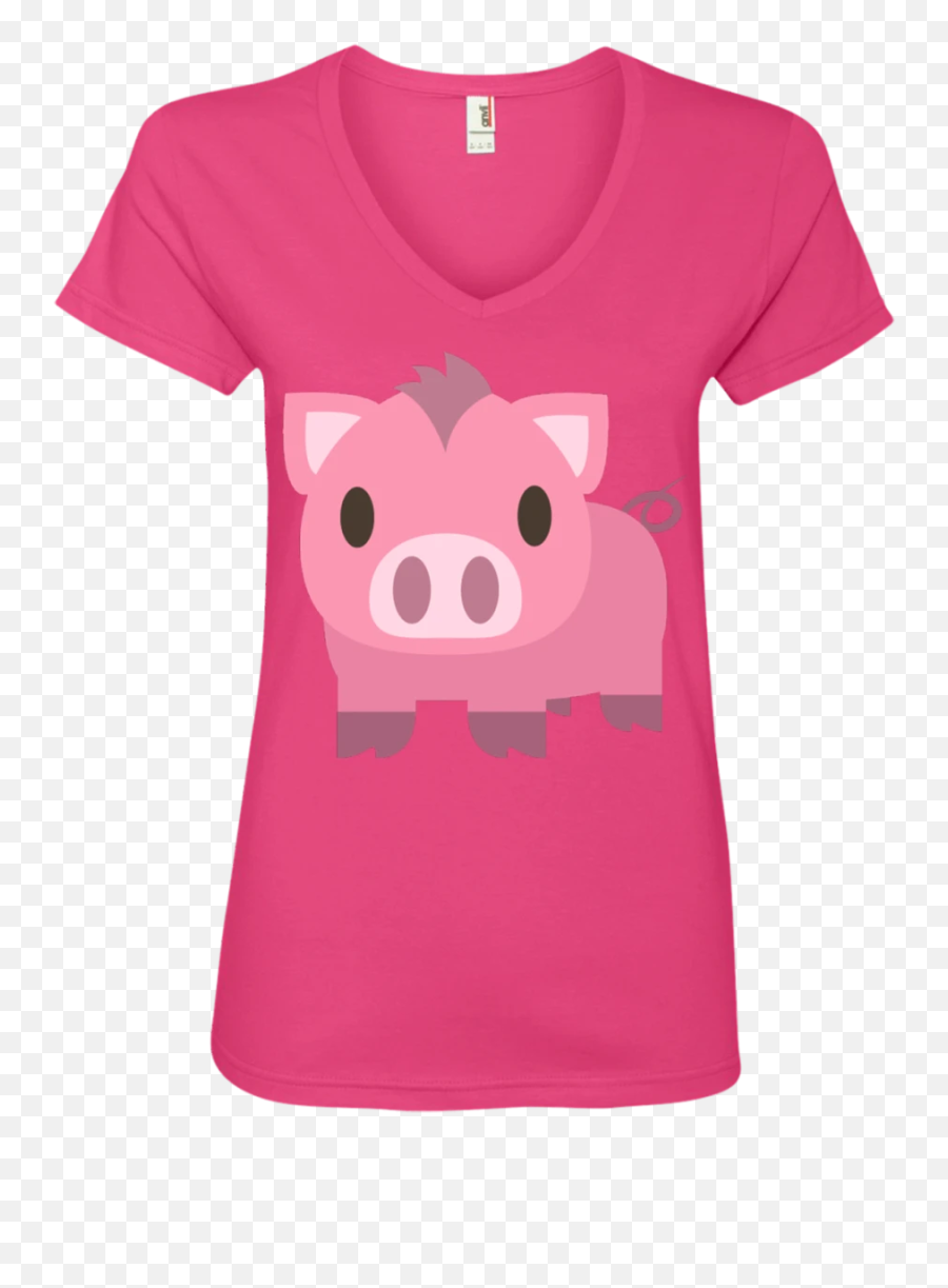 Pig Emoji Ladies V,Girl Pig Emoji