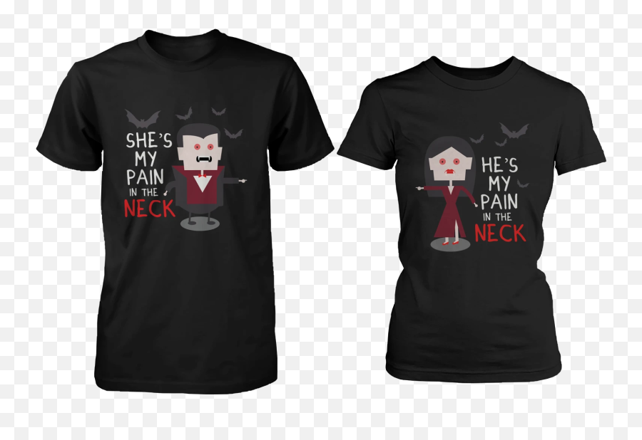 Pain In The Neck Matching Vampire Couple Shirts Set - Beast And Beauty Couple Shirts Emoji,Thirst Emoji