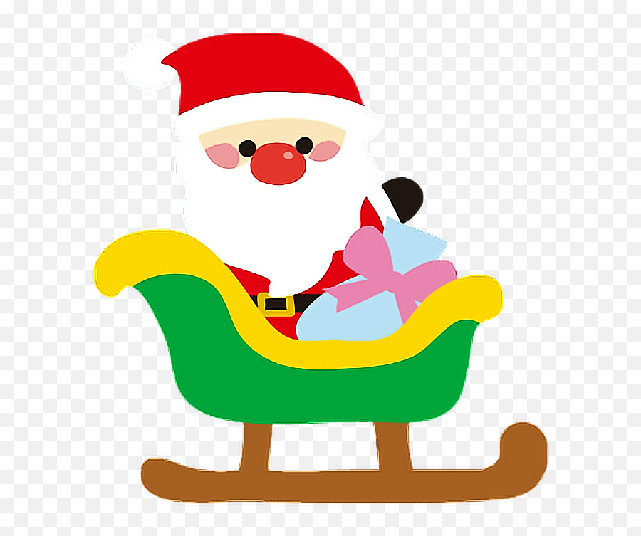 Cute Sled Colorful Santaclaus Christmas - Clip Art Emoji,Sleigh Emoji